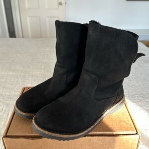 Birkenstock Black Suede Shearling Winter Boots - Like New Size 10